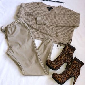 Taupe Pleather Joggers